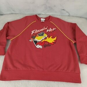 Cheetos Chester Cheetah Flamin Hot Pullover Sweatshirt Size M Red